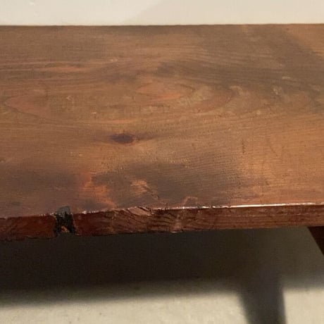 B. 杉一枚板天板 無垢材 木製飾り台 古い調理台 古材木工品 旧家蔵出し品 蟻形包みほぞ継脚