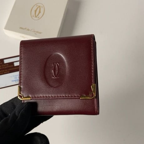 Cartier カルティエ 90sヴィンテージ マストライン コインンケース コンパクトウォレット ミニ財布 レザー 付属品完備 美品