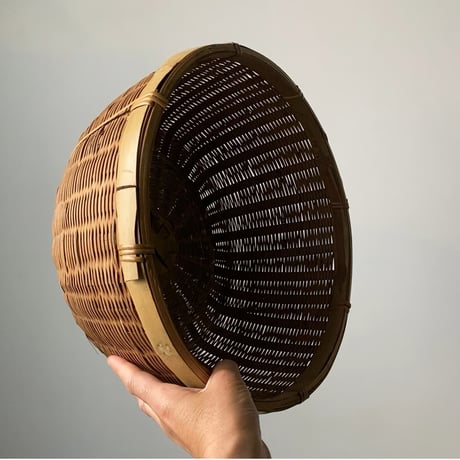 古い竹編みの飯籠 めしかご 水切り籠 野菜籠  幅約34cm 目飛び無くコンディション良好
