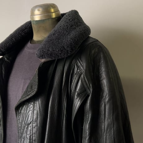 BURBERRYS バーバリーズ  80s～90s ヴィンテージレザージャケット 旧タグ ボアブルゾン 黒 革ジャン ブルゾン  ジャンパー 本革 オールレザー ブラック 古着 中古良品
