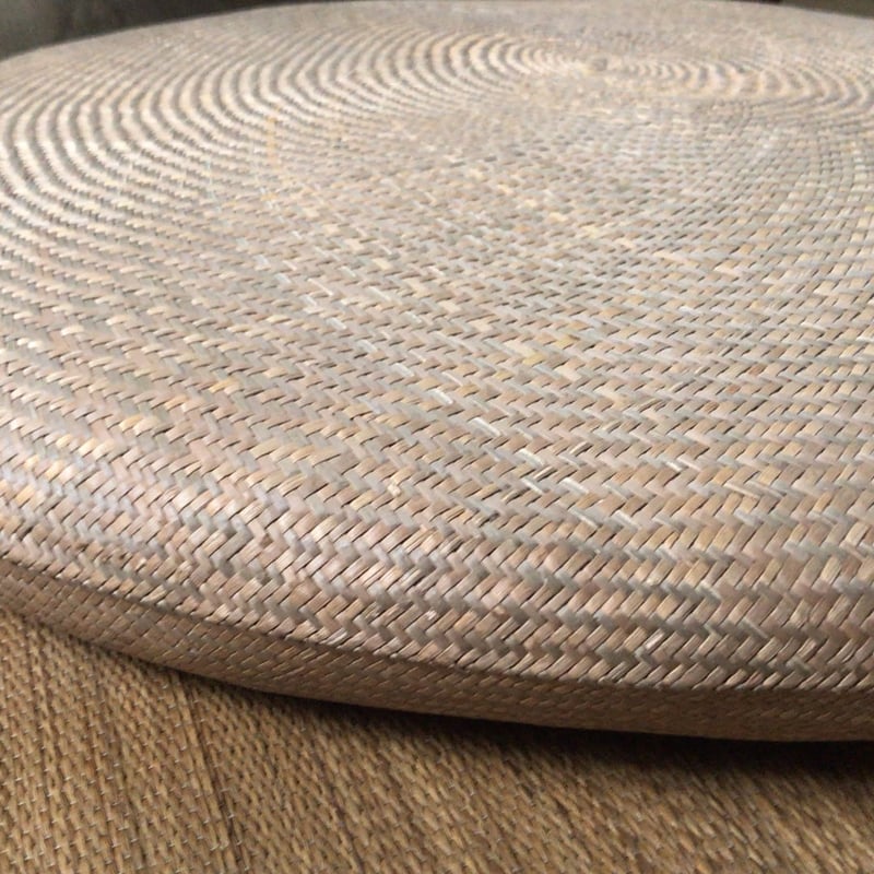 パナマ座布団 台湾製 本パナマ円形座布団 昭和中期 民藝 素朴な民具 丸