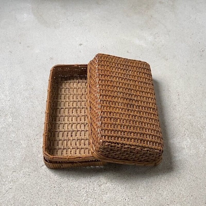 古い筆箱　古道具 古い籐編みの平箱 茶道具 ペンケース 道具箱 古道具 古民藝 工芸