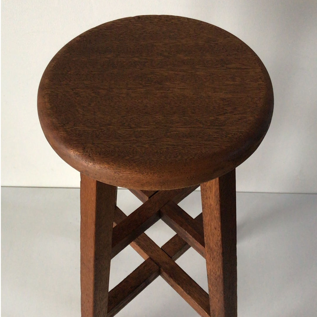 古家具 ビンテージ品◾️ラワン材座面 インダストリアル工業系 スツール 丸椅子 A 古家具 ビンテージ品◾️ラワン材座面 インダストリアル工業系