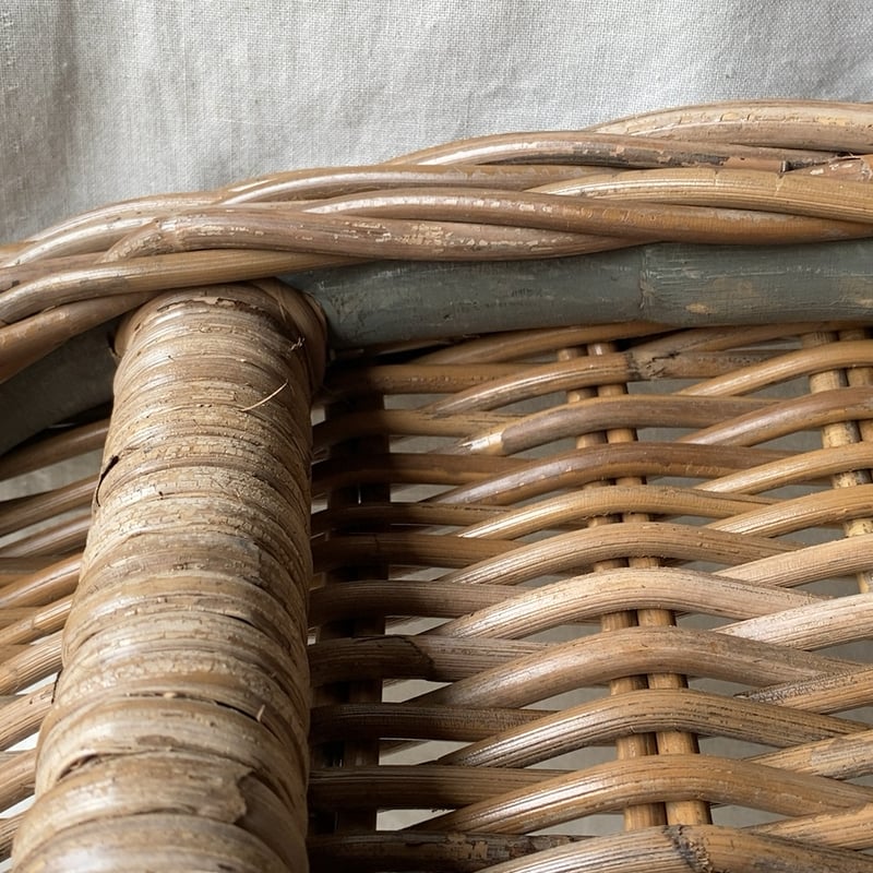 ヴィンテージ ラタン製アームチェア ラウンジチェア 古い籐の椅子 籐