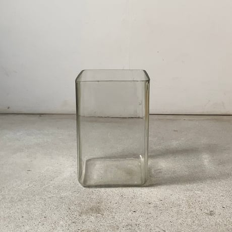 アンティーク ガラス器 幅約17.5cm 立方体 オールド金魚鉢 ベタ鉢 メダカ鉢 水草鉢 気泡ガラス ゆらゆらガラス 古い硝子