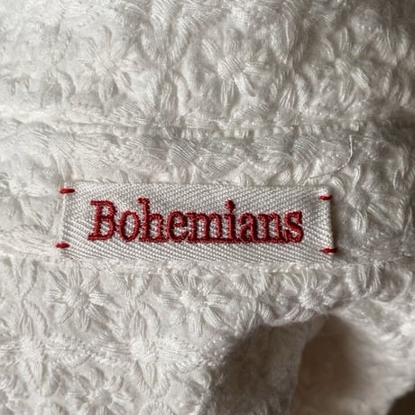 BOHEMIANS  ボヘミアンズ   総刺繍  花柄  ボタンシャツ ラウンドカラー サイズ 2  白シャツ 中古美品