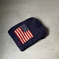 RALPH LAUREN ラルフローレン 星条旗 コットンセーター RLロゴ有り size 160  ヴィンテージ POLO ポロ 中古良品