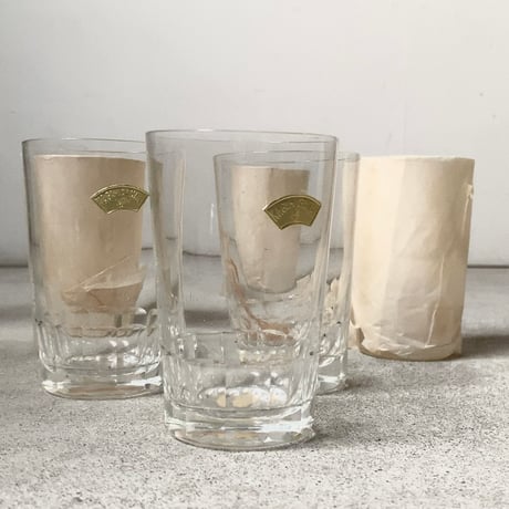 古いクリスタルガラスのグラス6客セット カガミクリスタル製品 昭和初期そごう販売品  デッドストック 箱無し  ガラスコップ グラス  完品