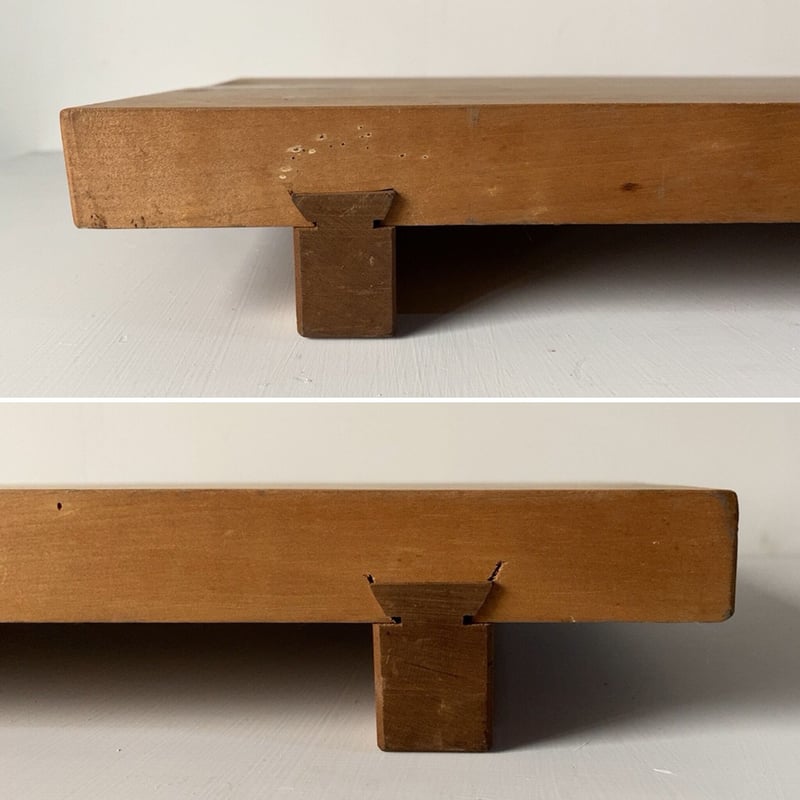 足付きまな板 高級無垢材一枚板 鎌ほぞ継加工 古いまな板 木工