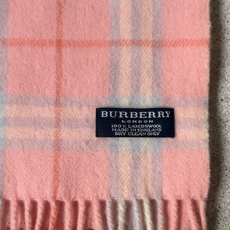 BURBERRY LONDON  バーバリーロンドン LAMBSWOOL 100% ラムウール マフラー ピンクノバチェック イギリス製  made in england 中古品