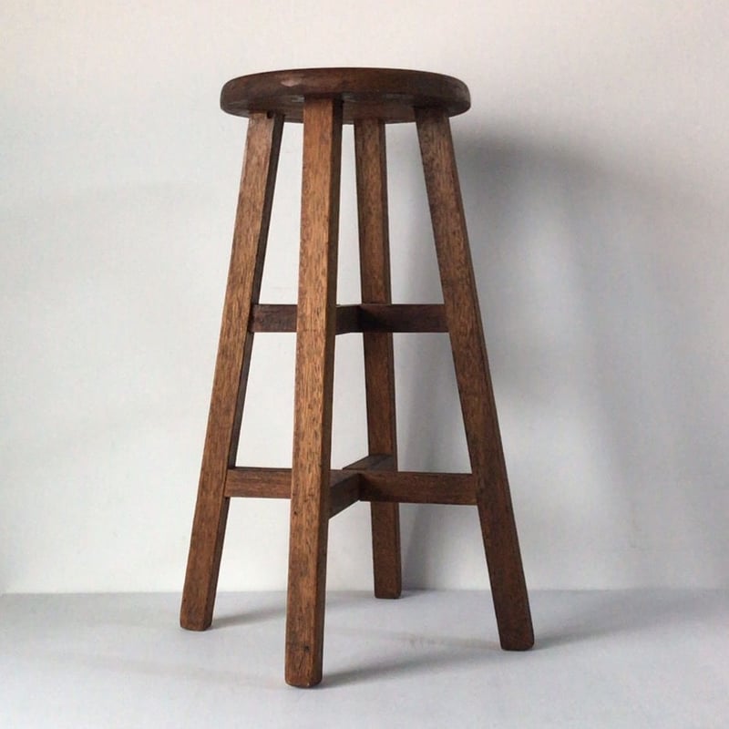 木製無垢 ヴィンテージ スツール アンティーク 古い丸椅子 高めの 