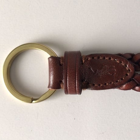 POLO Ralph Lauren   ポロ ラルフローレン   レザー編み   キーリング     ダークブラウン/ゴールド    未使用品