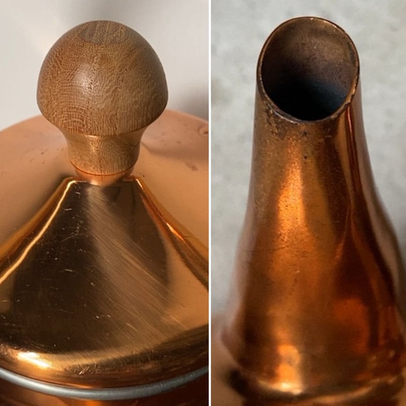 morico モリコ 森井金属製 籐巻き持ち手の銅ケトル 2L 木の摘み グッド