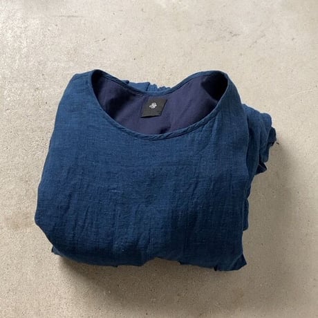 maison de soil メゾンドソイル インディゴ染め リネンタック ドレスワンピース size 2