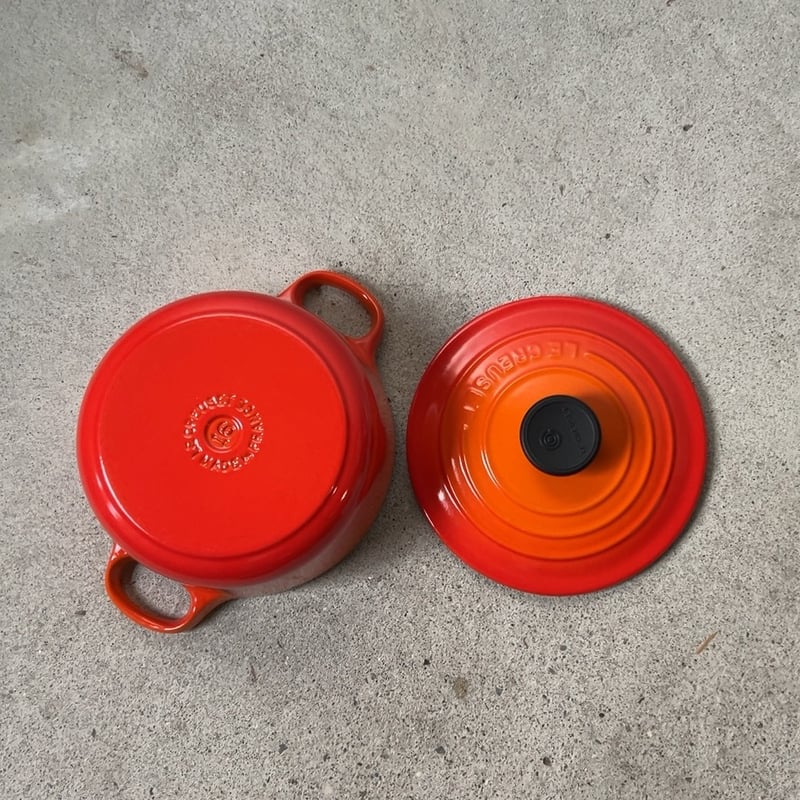 【美品】LE CREUSET　ココット ロンド オレンジ　16cm LE CREUSET (ルクルーゼ) ホーロー鍋 ココットロンド 16cm オレンジ