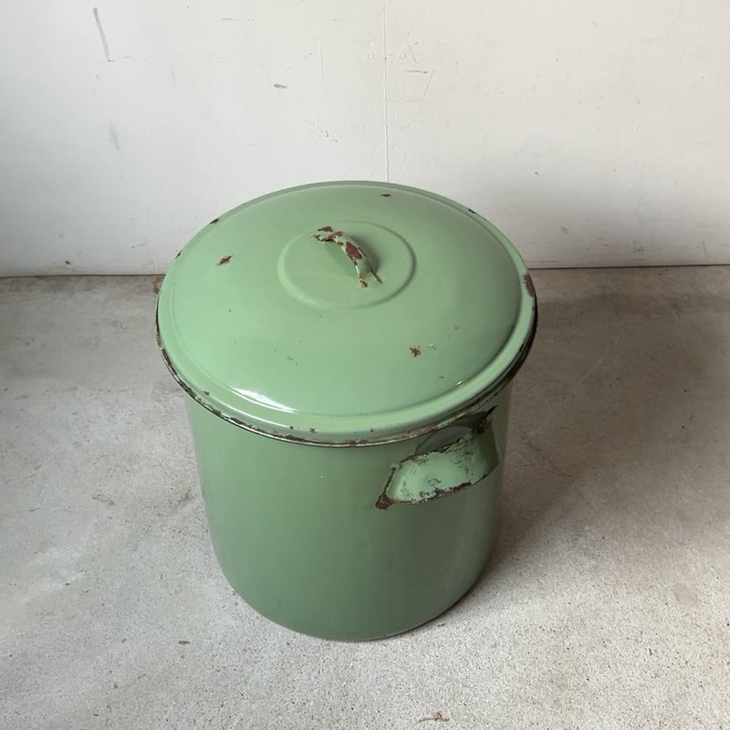 SALE 激レア　サイズ　アンティーク　ホーロー缶　ケーキ缶　グリーン 激レア サイズ アンティーク ホーロー缶 ケーキ缶 グリーン