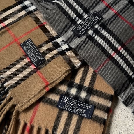 BURBERRYS バーバリーズ  LAMBSWOOL 100% ラムウール マフラー グレーノバチェック　70s～80s イギリスヴィンテージ made in england 中古品