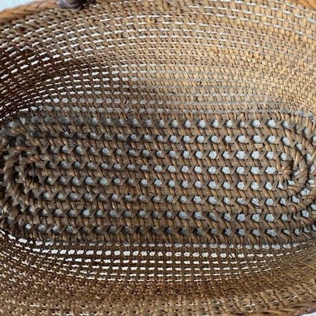 古い茶籠  左右幅 31.5cm 籐編み トート型ヴィンテージ カゴバッグ 良品