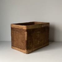 古い一閑張りの道具箱  32cm  竹籠＋紙＋柿渋  深型  古箱  古道具  昭和期