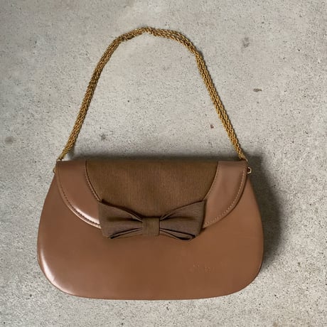 GIVENCHY  SACS ジバンシィサックス  パーティーバッグ  リボンモチーフ 2way(クラッチ/チェーンバッグ) ライトブラウン ゴールド金具  箱有り 中古品
