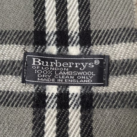 BURBERRYS バーバリーズ  LAMBSWOOL 100% ラムウール マフラー グレーノバチェック　70s～80s イギリスヴィンテージ made in england 中古品