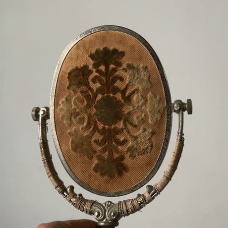 SHISEIDO  資生堂 花椿会 1973年 ゴールドクラス記念品 スタンドミラー 卓上ミラー ベルベット ヴィンテージアイテム リペア跡あり  古道具