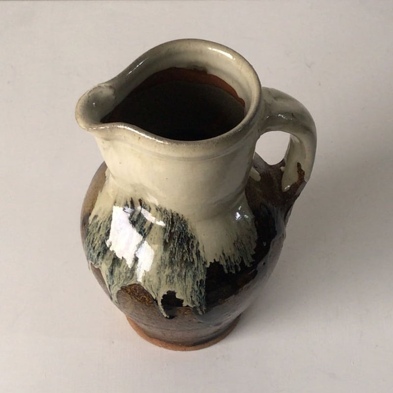 益子焼 村田 元 (ムラタ ゲン)作 把手壺 水差 花器 大きめのピッチャー