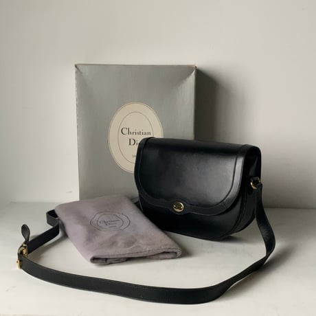 Christian Dior クリスチャン ディオール　ヴィンテージディオール レザーショルダーバッグ CDエンブレム ゴールド金具 保存袋 箱付き
