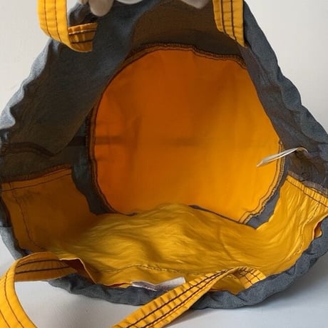 NAPRON  patientsbag  ナプロンのペーシェントバッグ  グレー/イエロー バイカラー好配色 2wayトートバッグ 巾着 鞄 64クロス 中古品