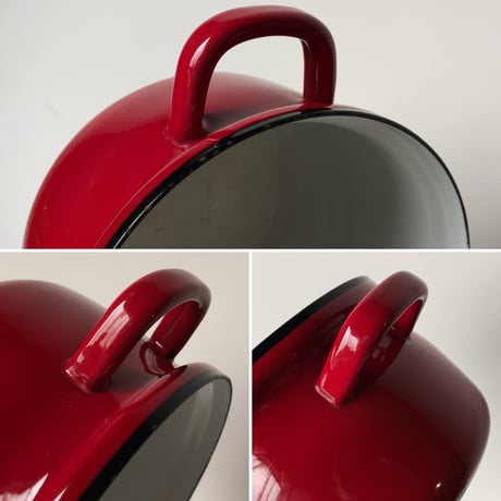 EVER WARE エバーウェア  1970～1980年代製 ヴィンテージ ホーロー両手鍋 18cm＆24cm  琺瑯 調理器具 ダークレッド