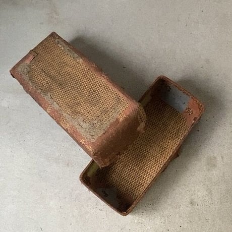 小さく細長い柳行李 一閑張り 36cm 昭和期 弁当行李 台帳行李 道具箱 小物入れ 小さい柳行李
