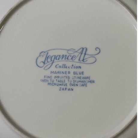 ストーンウェア ディナープレート27cm ネイビー ライン Elegance collection 80s ジャパンヴィンテージ 美品