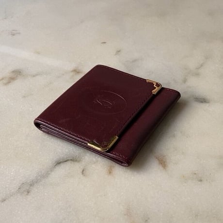 Cartier カルティエ マストライン フラップ型ミニコインケース マスト L3000464 ボルドー レザー 中古 小銭入れ アクセサリーケース