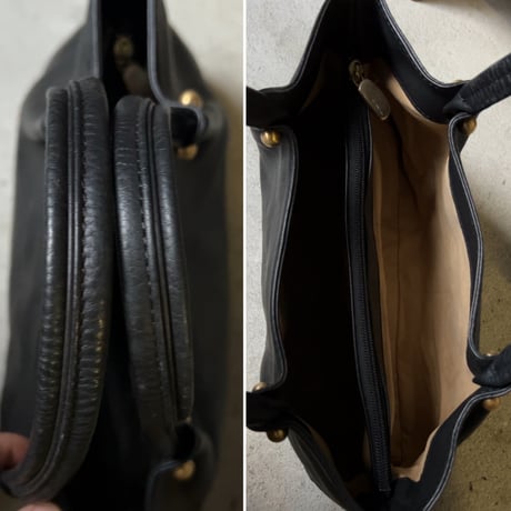Kitamura キタムラ レザーミニトートバッグ シボ革 ブラック ゴールド金具 エンボスエンブレム 上質レザー 横浜 日本製 中古美品範疇