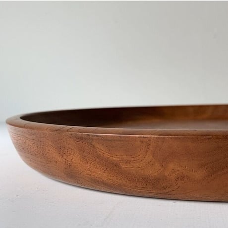 欅  くり抜き 丸盆  玉杢部木目 木製トレー約37cm  大きめサイズ感,浅めの立ち上がり。綺麗なお盆 ナチュラル色 極美品