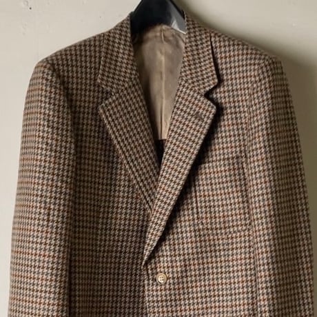 PYTHON カシミアジャケット  千鳥格子 パッチポケット シングル ヴィンテージ JKT   made in Scotland