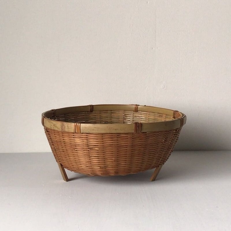 水切り 竹籠 野菜・果物用 1人暮らし食器 足付き洗い物カゴ 天然素材