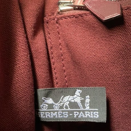 HERMES エルメス フールトゥ PM レザー/キャンバス ボルドー 赤茶 中古美品