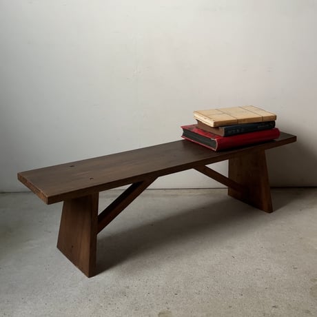 昭和期 木製ベンチ 花台 飾り台 踏み台  黒ヤケ ジャパンヴィンテージ 古道具 古家具 良品