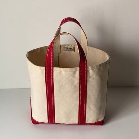LLBean (オールド エルエルビーン) 80sミディアム トート ボートアンドトートキャンバス  レッド/キナリ  ヴィンテージ トートバッグ 鞄  made in usa