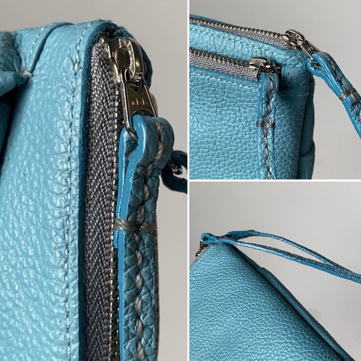 ebagos エバゴス 型押レザー口金ファスナー財布 ターコイズ ebagos エバゴス 型押レザー口金ファスナー財布 ターコイズ