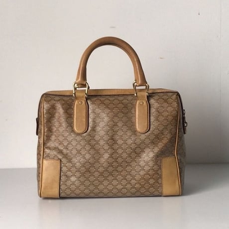 CELINE  セリーヌ   マカダム柄 ブラゾンロゴ  ヴィンテージ ハンドバッグ   ベージュ  中古美品