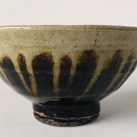 益子焼  飴釉 黒十草(トクサ) お茶碗  抹茶碗 天目茶碗  美品