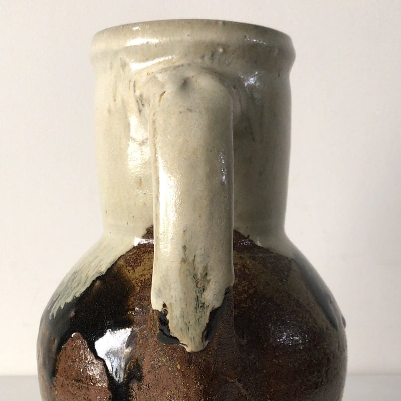 益子焼 村田 元 (ムラタ ゲン)作 把手壺 水差 花器 大きめのピッチャー