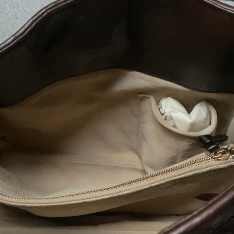 BOTTEGA VENETA ボッテガヴェネタ イントレチャート ハンドバッグ ワンショルダーバッグ レザー 焦げ茶 ブラウン レディース 中古品