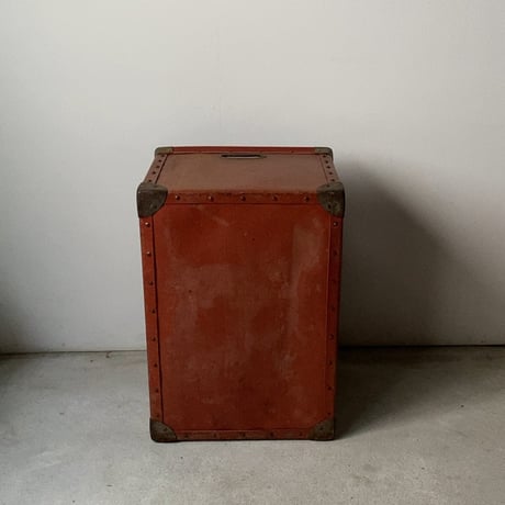 昭和期の古いボテバコ (ボテ箱) 運搬箱 ブリックカラー 無地 ヴィンテージボックス コンテナ 完品範疇