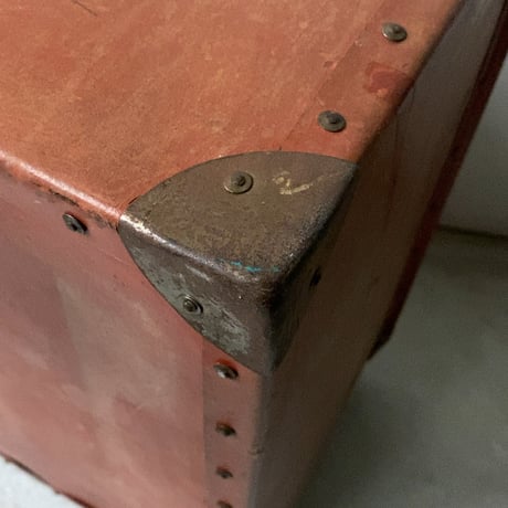 昭和期の古いボテバコ (ボテ箱) 運搬箱 ブリックカラー 無地 ヴィンテージボックス コンテナ 完品範疇