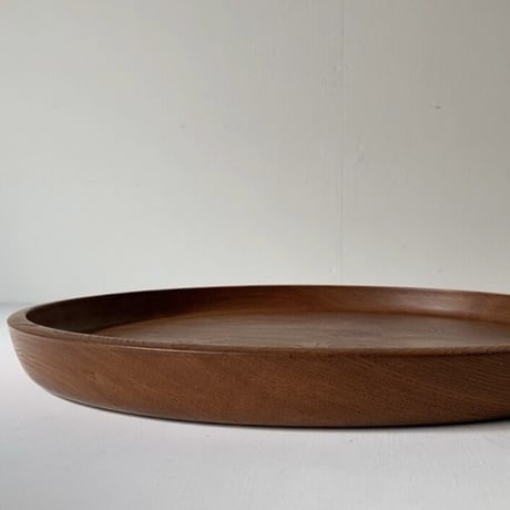 欅  くり抜き 丸盆  玉杢部木目 木製トレー約37cm  大きめサイズ感,浅めの立ち上がり。綺麗なお盆 ナチュラル色 極美品