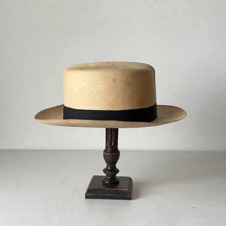 SAKAMOTO HATTER  坂本高級紳士帽子専門店  ヴィンテージ パナマハット レディース 頭周約55cm 編み帽子 昭和期 保存箱有