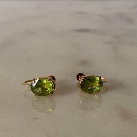 TENSHODO 銀座天賞堂  ペリドットK18YG  イヤリング 総重量2.0g  オールドジュエリー  レトロ天然石  ヴィンテージ宝石 70~80s